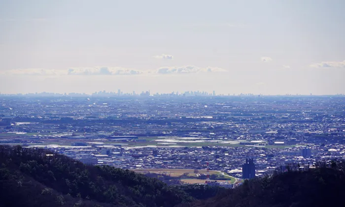 栃木県足利市の大岩山の天空テラスからの東京方面