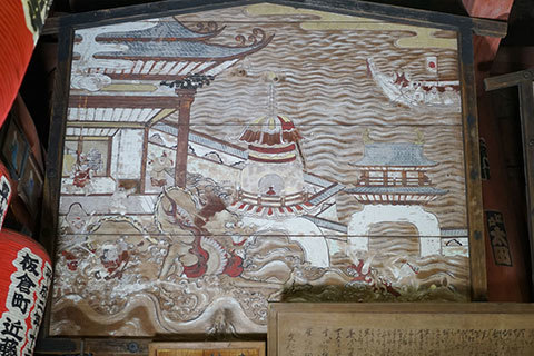 西洋透視図法を用いた「竜宮玉取り図」(絵馬) 大岩山毘沙門天 西洋透視図法を用いた「竜宮玉取り図」