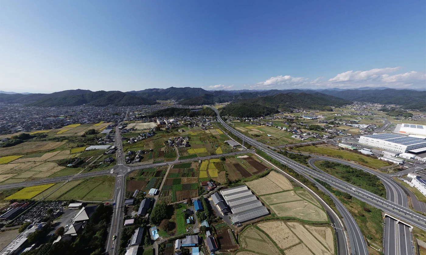 北関東自動車道足利IC付近の空撮景観VRツアー