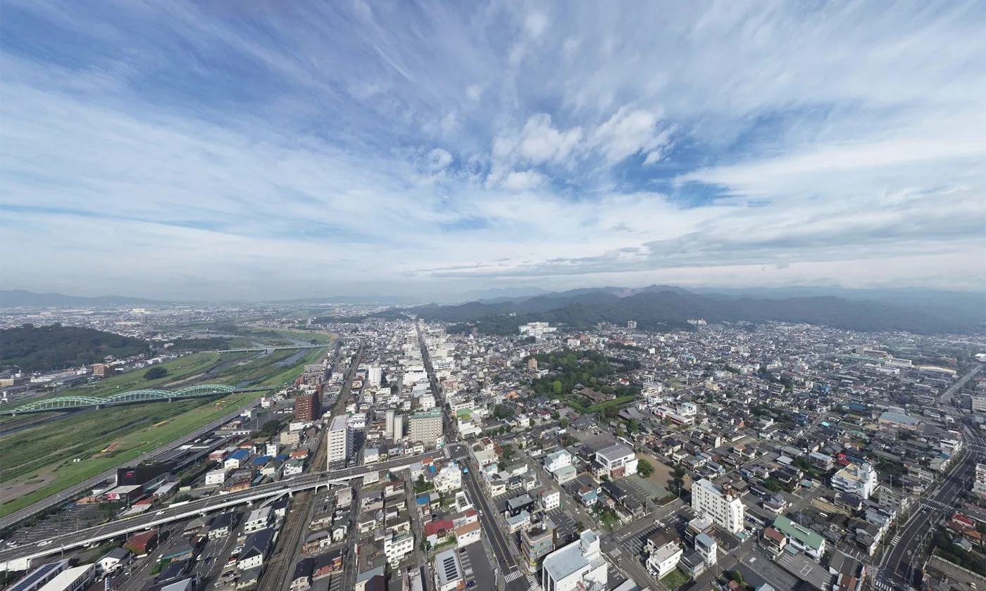 足利駅・足利市駅付近の空撮VRツアー